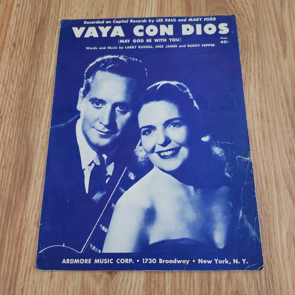 1953 Vaya Con Dios Sheet Music Les Paul Mary Ford Capitol Photo Cover Original